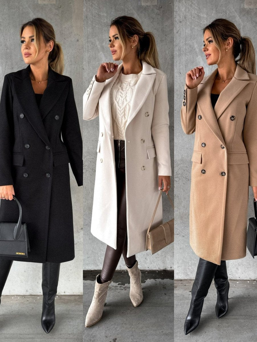 Violet | Long Double-Breasted Wool Coat for Women