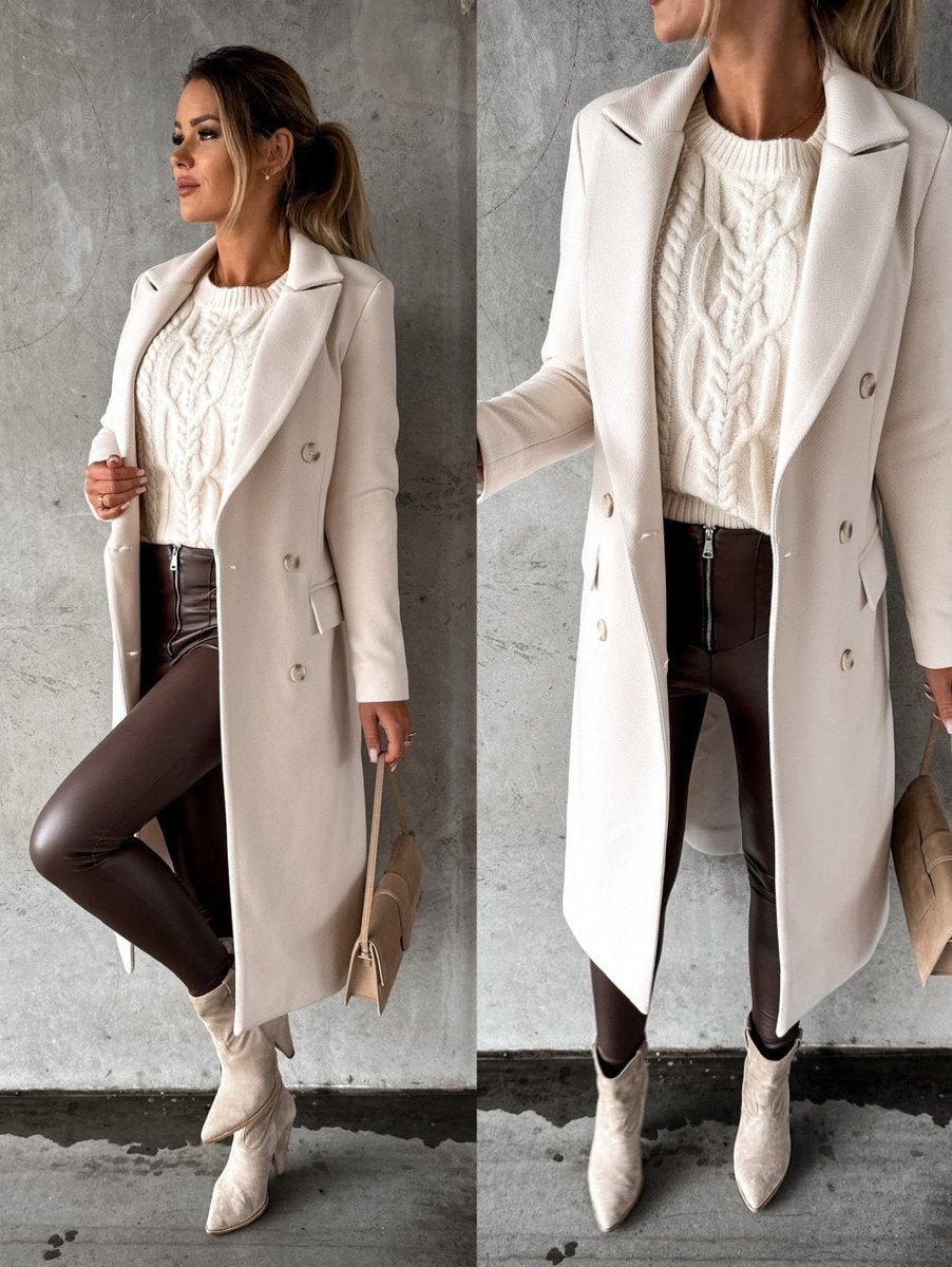Violet | Long Double-Breasted Wool Coat for Women