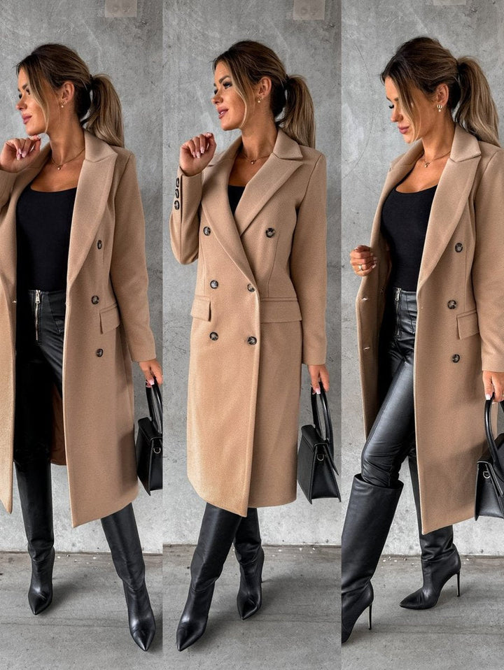 Violet | Long Double-Breasted Wool Coat for Women