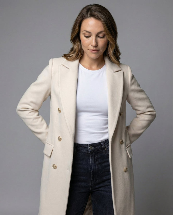 Violet | Long Double-Breasted Wool Coat for Women