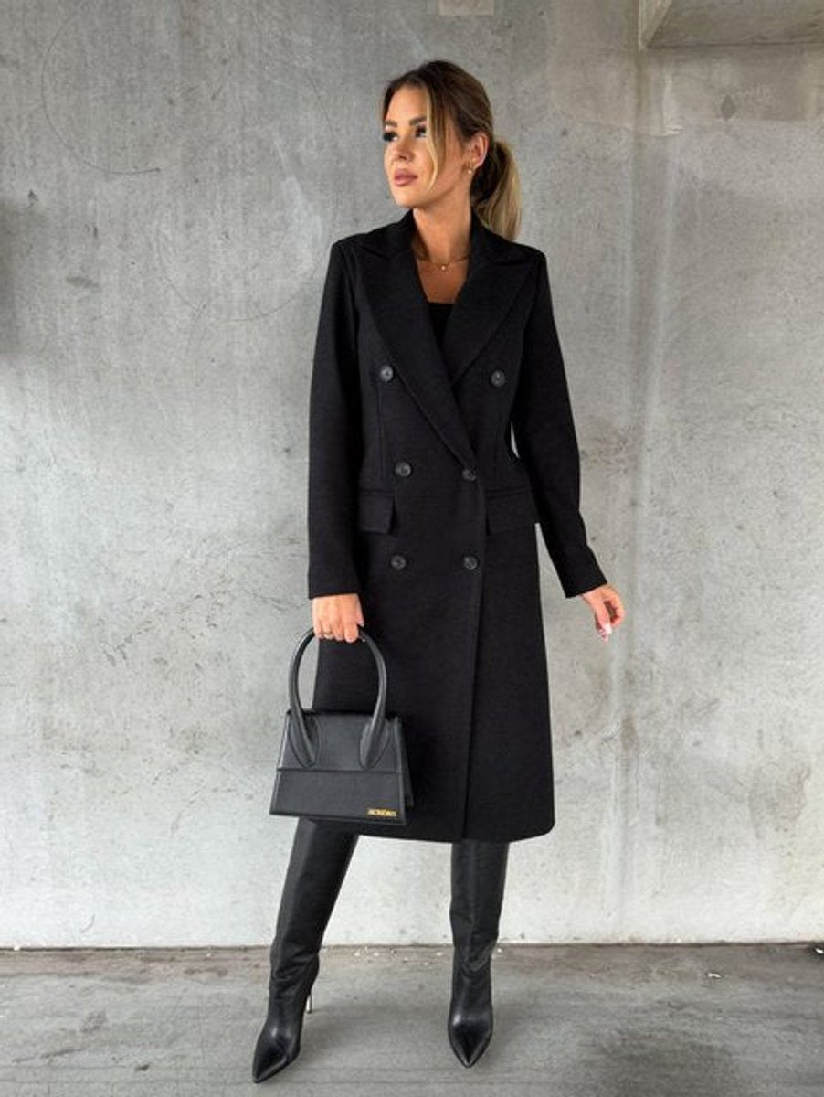 Violet | Long Double-Breasted Wool Coat for Women