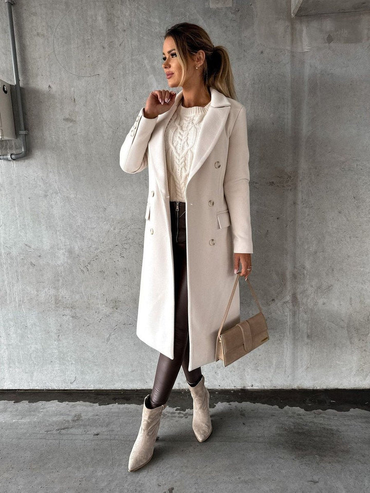 Violet | Long Double-Breasted Wool Coat for Women