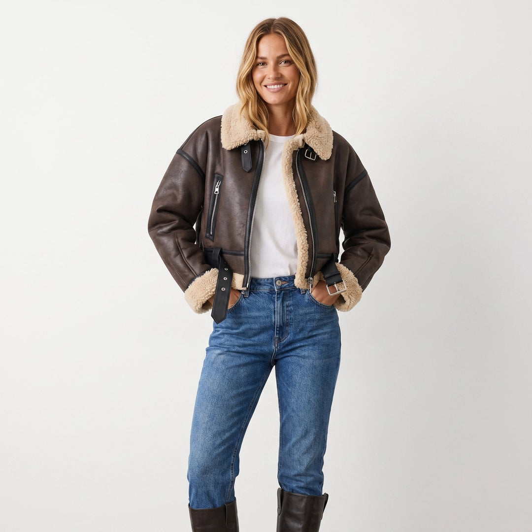 Millie | Shearling Teddy Bomber Jacket for Women