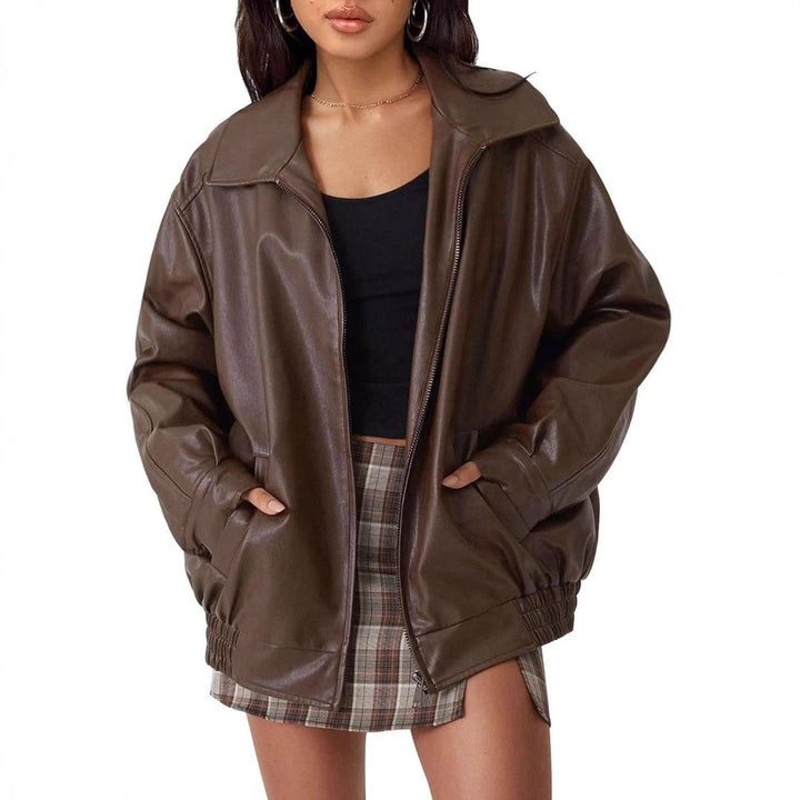 Julia | Faux Leather Bomber Jacket for Women