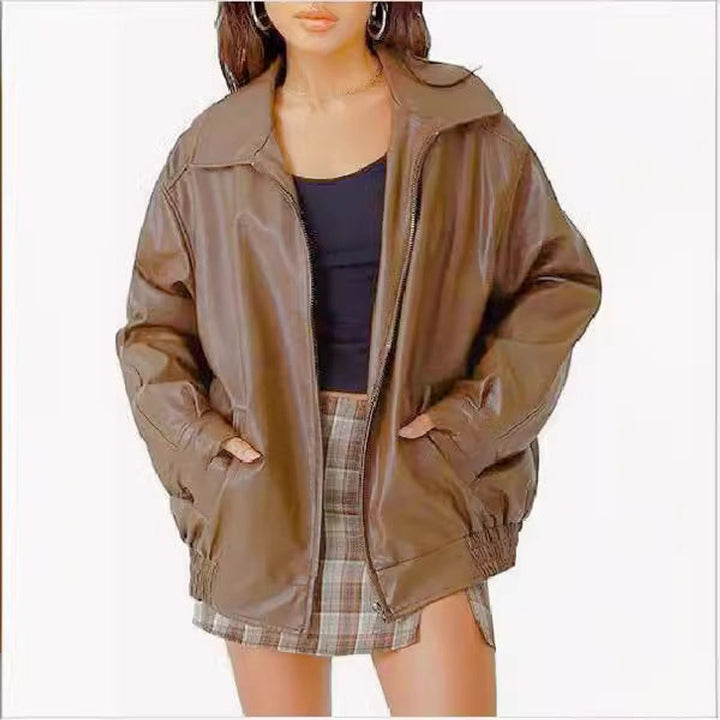 Julia | Faux Leather Bomber Jacket for Women