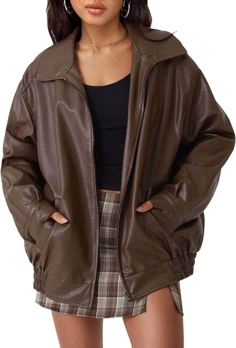 Julia | Faux Leather Bomber Jacket for Women