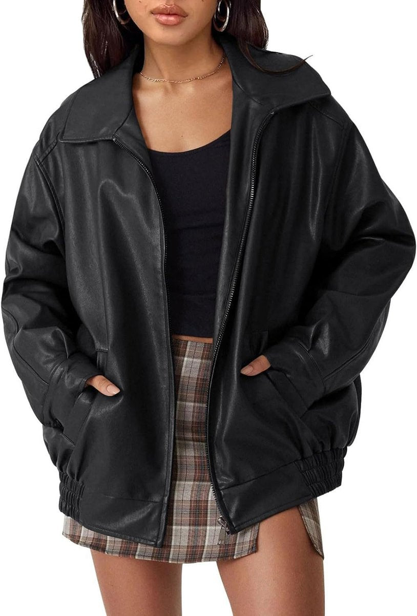 Julia | Faux Leather Bomber Jacket for Women